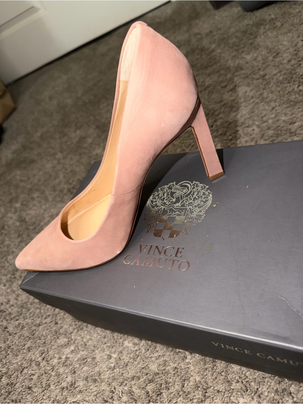Vince Camuto Blush Suede Pointed-Toe Pumps